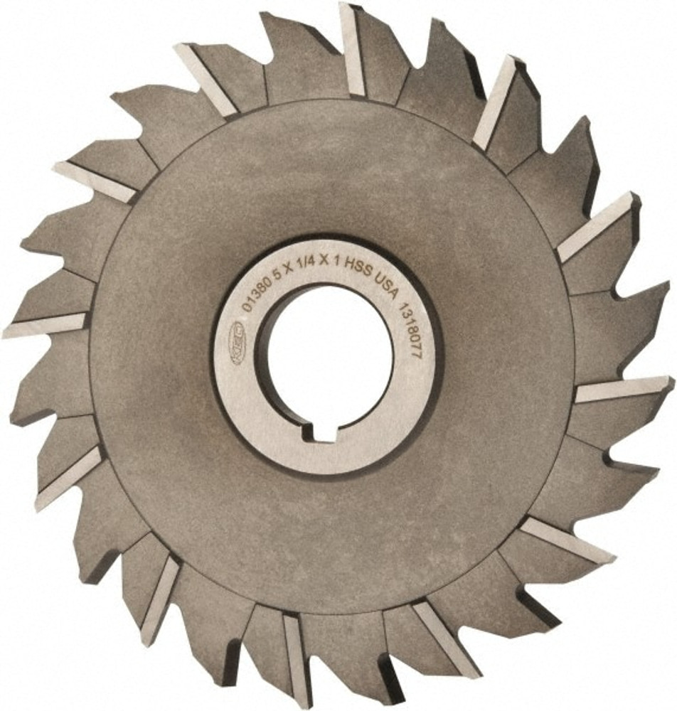 Keo 01380 Side Milling Cutter: 5" Cutter Dia, 1/4" Cutting Width, 1" Arbor Hole, 24 Teeth