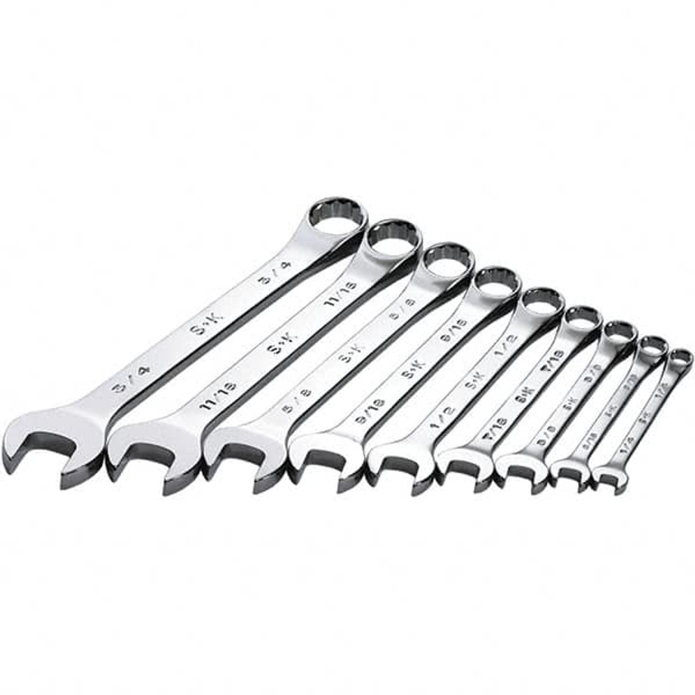 SK 86011 Combination Wrench Set: 9 Pc, 1/4 to 3/4" Wrench, Inch