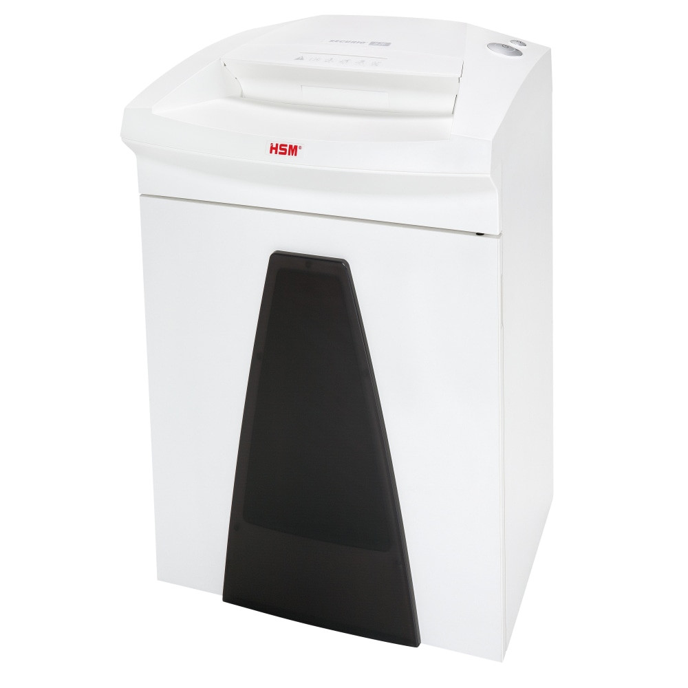 For increased data security in a modern design. The quiet document shredder with an anti-paper jam function and powerful drive components is designed for continuous operation.  Optimized cutting device technology destroys 9-13 sheets of paper, creating 2,116 cross-cut/confetti-cut particles per page.  Continuous Duty Operation ensures continual shredding with no down time.  Energy Management Control System EcoSmart: particularly low power consumption of 0.1 watts in standby mode.  Quiet operation minimizes noise development in the workplace.  Cutting rollers made of hardened solid steel with manufacturers lifetime warranty.  Comprehensive Safety System - UL Approved, CE-Certified.  High user safety guaranteed by the folding safety element which prevents unintentional intake.