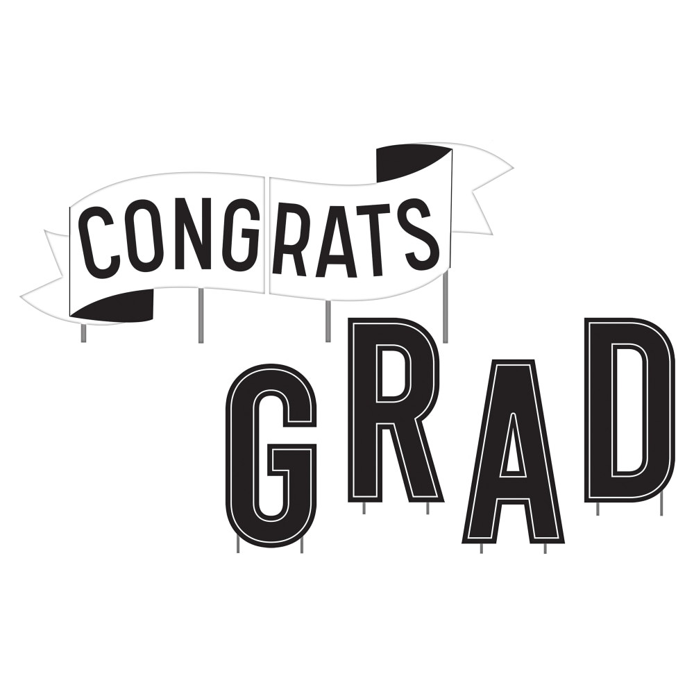 AMSCAN 191290  191290 Congrats Grad Graduation Yard Sign, 14inH x 14inW x 1inD, Black