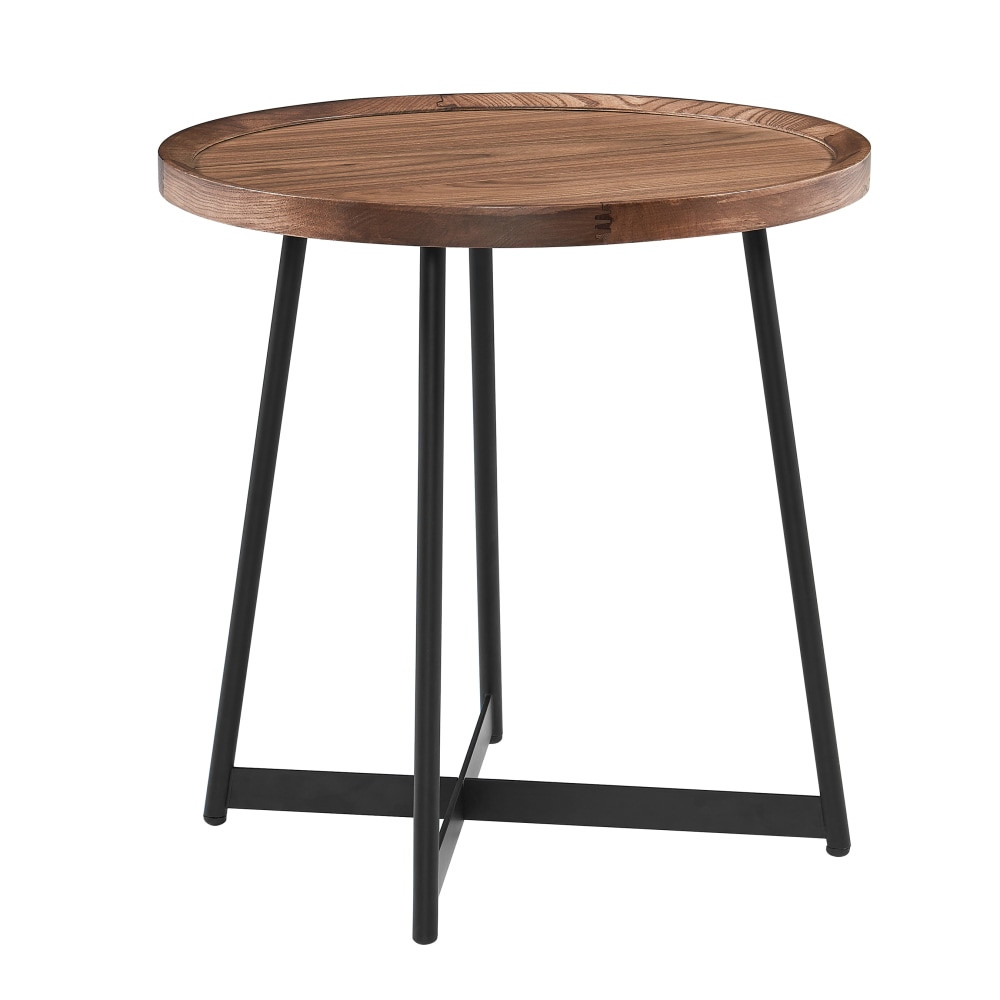 EURO STYLE, INC. Eurostyle 90276WAL  Niklaus Round Side Table, 22-1/8inH x 21-3/4inW x 21-3/4inD, Black/Walnut