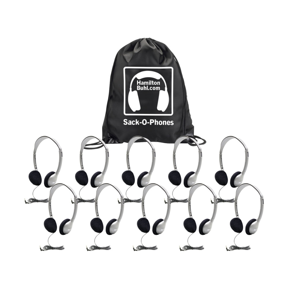 VCOM INTERNATIONAL MULTI MEDIA HECSOPHA2 HamiltonBuhl HA2 Sack-O-Phone Headphones, Silver, Pack Of 10