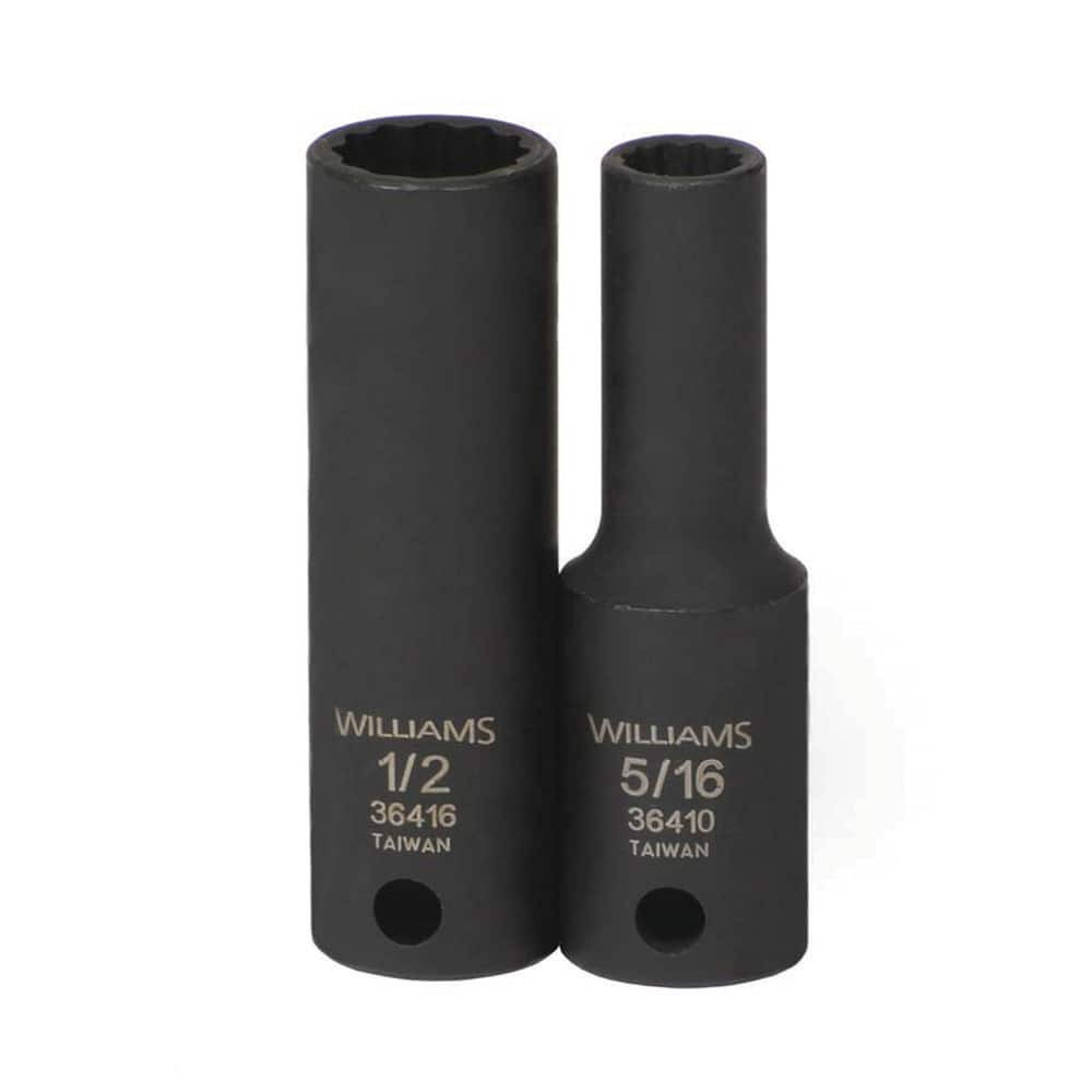 Williams JHW36428 Impact Sockets; Socket Size (Decimal Inch): 0.875 ; Number Of Points: 12 ; Drive Style: Square ; Overall Length (mm): 63.5mm ; Material: Steel ; Finish: Black Oxide