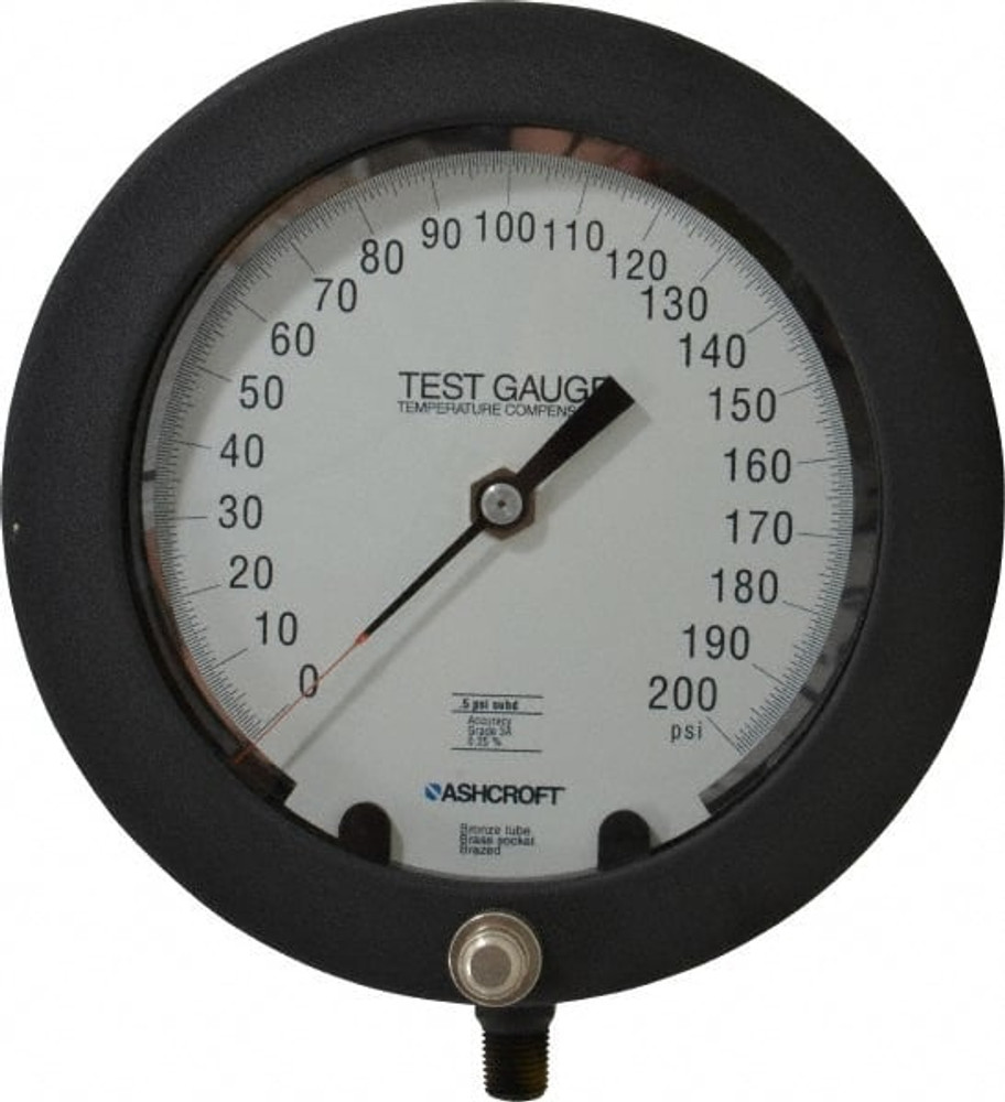 Ashcroft 92646 Pressure Gauge: 6" Dial, 0 to 200 psi, 1/4" Thread, NPT, Lower Mount