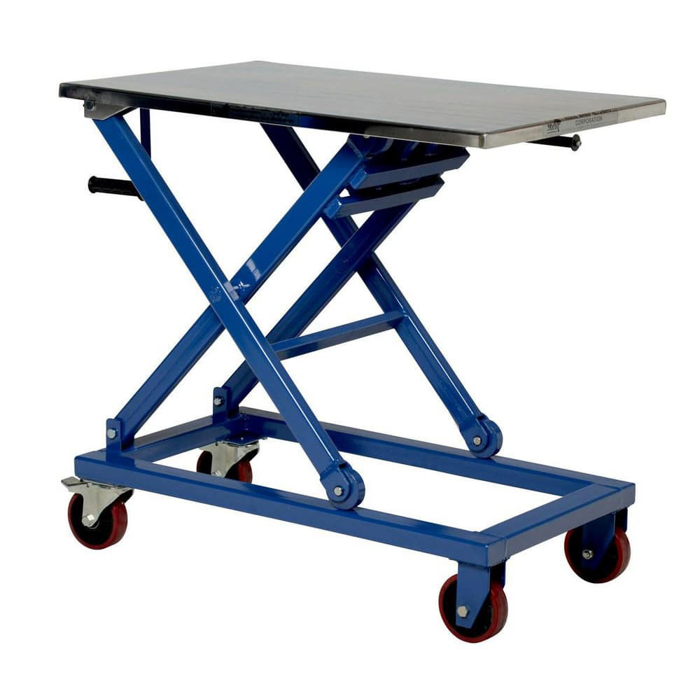 Vestil CART-660-M Mobile Hand Lift Table: 660 lb Capacity, 18 to 39.5" Lift Height, 23-1/2" Platform Width, 37" Platform Length