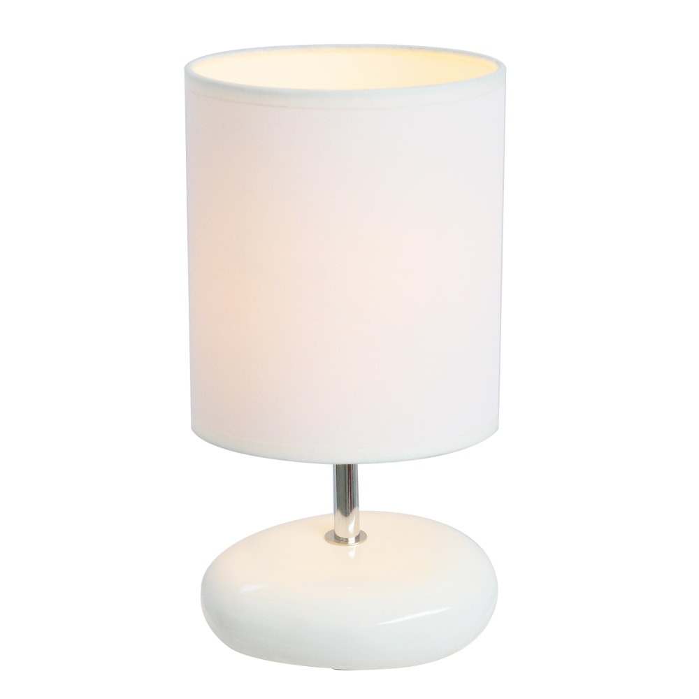 ALL THE RAGES INC Simple Designs LT2005-WHT  Stonies Small Stone Look Table Bedside Lamp, White