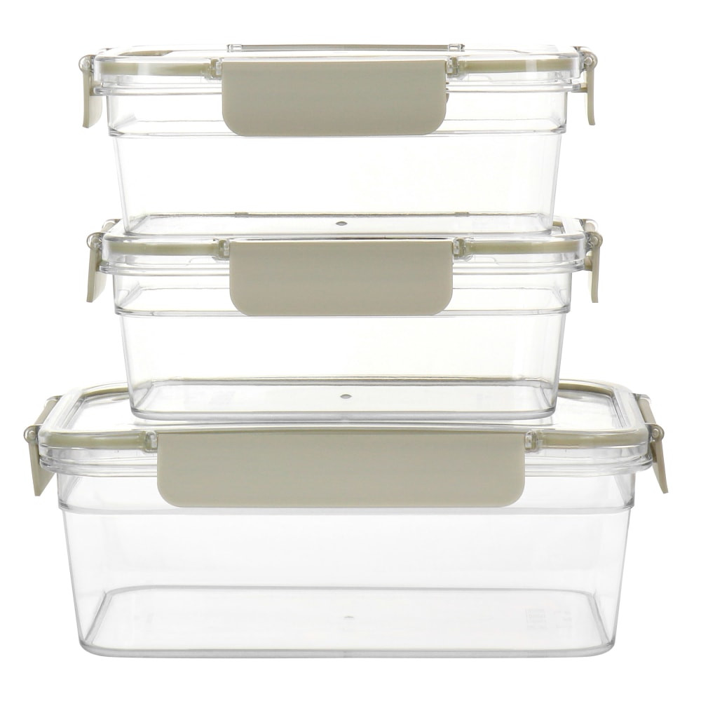 GIBSON OVERSEAS INC. Martha Stewart 995117528M  6-Piece Plastic Container Set, 3-1/2inH x 5inW x 8-3/4inD, Clear/Taupe