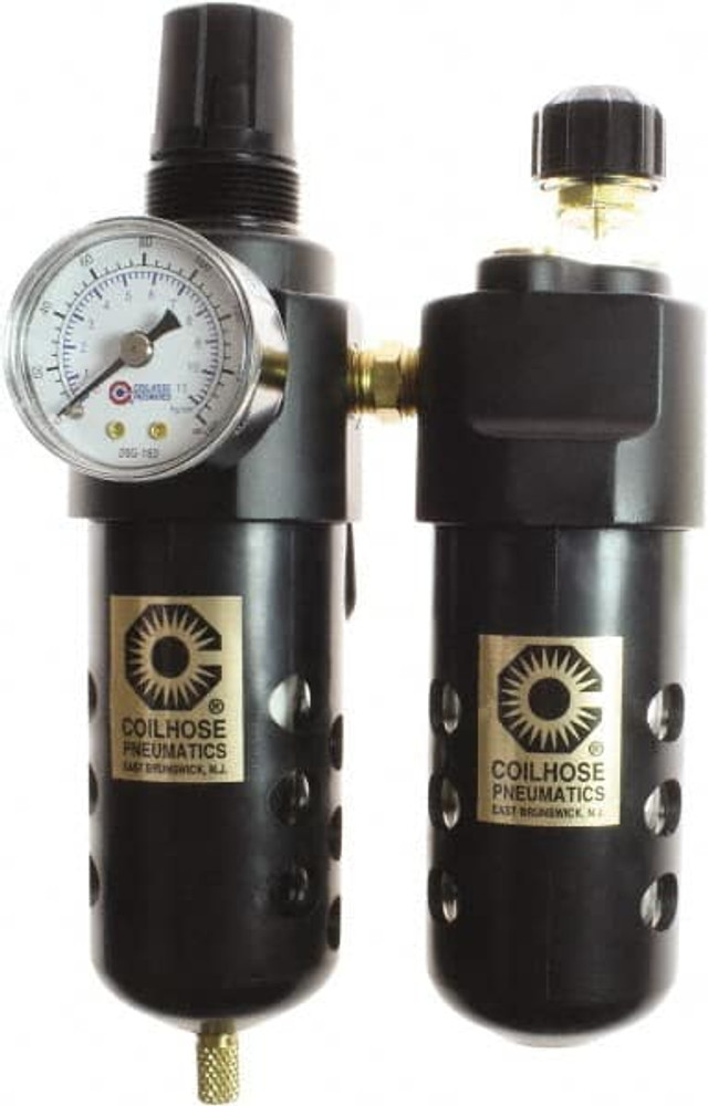 Coilhose Pneumatics 26FCL2-DG FRL Combination Unit: 1/4 NPT, Compact, 2 Pc Filter/Regulator-Lubricator with Pressure Gauge