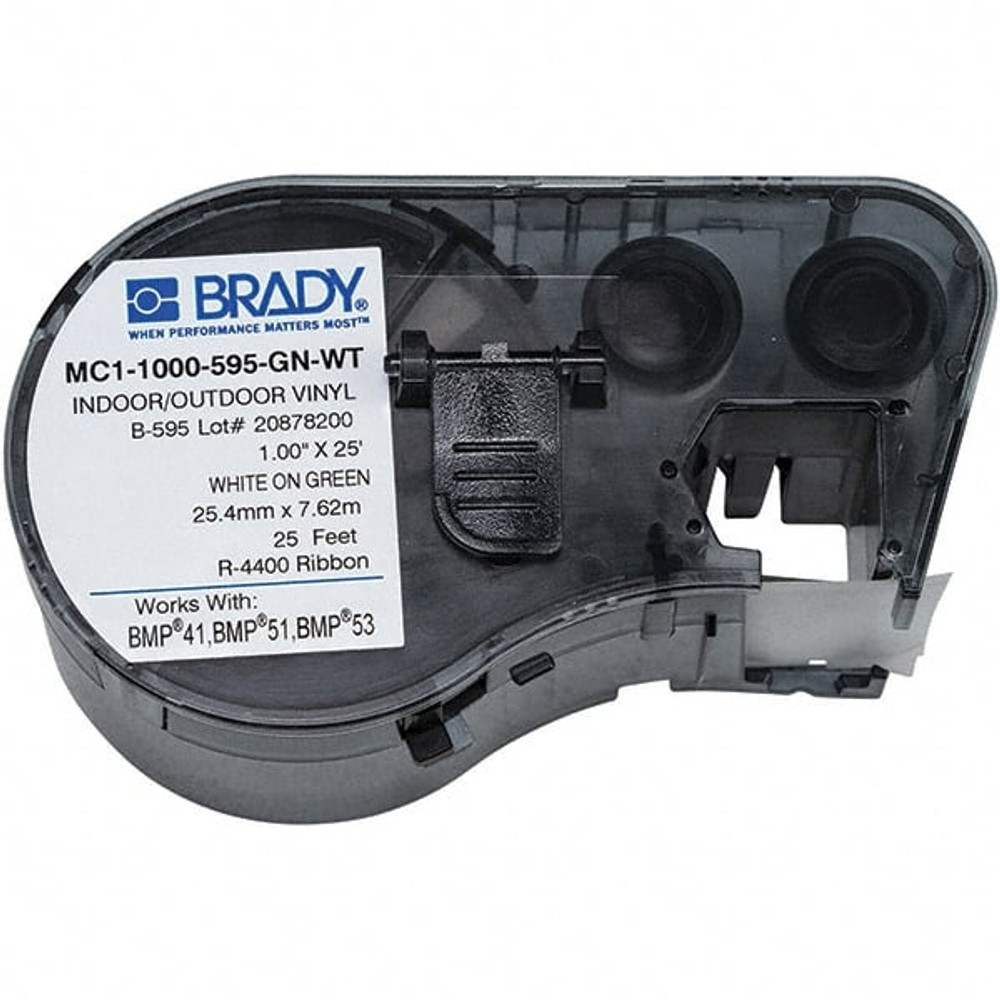 Brady 131598 Label Maker Label: White & Green, Vinyl, 1 Roll