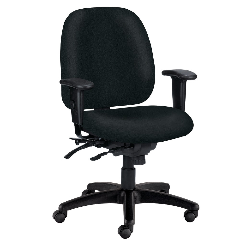 Remain efficient and comfortable during your workday while seated in the WorkPro 4X4 498SL Ergonomic Antimicrobial Vinyl Low-Back Multi-Function Task Chair. Adjust the seat height, tilt, angle and armrest position of this chair for maximum comfort. Rolling casters make it simple to move around your space with ease.  Ergonomic design allows for comfort throughout the day.  Weight capacity tested to support 275 lb.  Recommended for professional use 8-10 hours per day.  Overall Dimensions: 40inH x 27-1/4inW x 21inD.  Low back.  Mesh and antimicrobial vinyl chair upholstery.  Lumbar support.  Waterfall seat.  Boasts 1-touch height adjustment with weight-activated mechanics.  WorkPro chair with tilt angle, backrest and armrest adjustments.  Swivel seat.  Rolling casters.  Assembly required.  ANTIMICROBIAL VINYL  TILT TENSION  CENTER TILT  TILT LOCK  BACK ANGLE ADJUSTMENT  SEAT HEIGHT ADJUSTMENT  WATERFALL SEAT  FORWARD SEAT TILT  SEAT DEPTH ADJUSTMENT / SEAT SLIDER ADJUSTMENT  HEIGHT & WIDTH ADJUSTABLE ARMS  SEAT ANGLE ADJUSTMENT  RATCHET BACK HEIGHT ADJUSTMENT  GREENGUARD certified - certified for low chemical emissions: UL.COM/GG - UL 2818. Ranked in two tiers: Certified and Gold.  Tested to meet ANSI/BIFMA Performance Standards - Manufacturer testing has been conducted on this product to meet specific performance requirements and safety standards set forth by the American National Standards Institute (ANSI) and the Business and Institutional Furniture Manufacturers.  Antimicrobial is an agent that kills microorganisms or stops their growth.  Less harsh chemicals - made with fewer harsh chemicals, or safer chemicals than typical alternatives, helping  reduce your use of and exposure to substances that may be more harmful to your health and the environment.