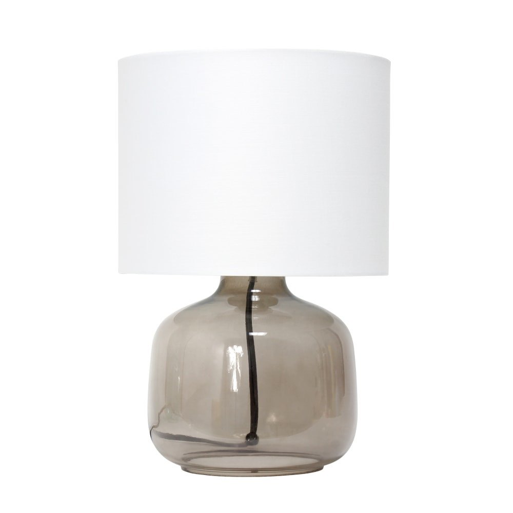 ALL THE RAGES INC LT2064-SMW Simple Designs Glass Table Lamp, 13-3/4inH, White Shade/Smoke Gray Base