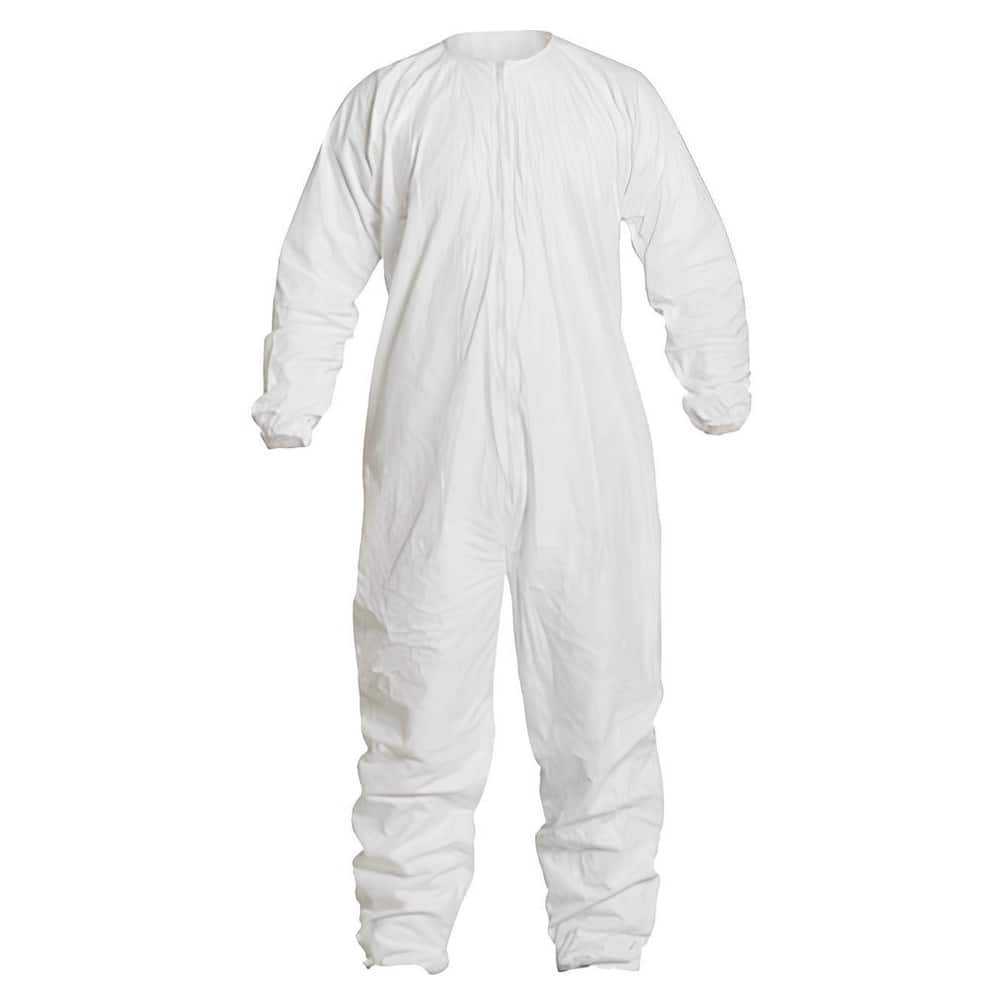 Dupont IC254BWHMD0025C Disposable Coveralls: Size Medium, Film Laminate, Zipper Closure