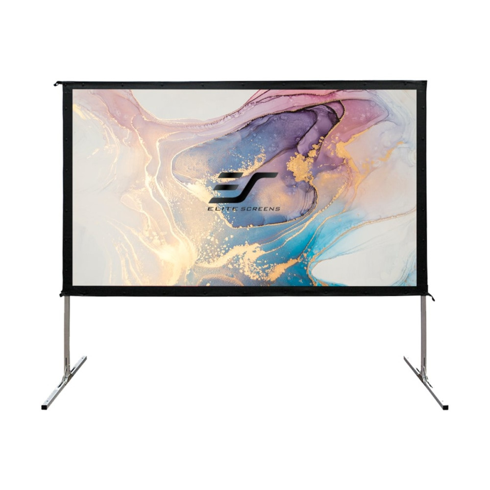 The Yard Master2 is a folding-frame outdoor projection screen. Its light-weight aluminum frame allows it to be set up in minutes. Simply, unfold the frame, attach the material and legs, then project. The Yard Master2 is the perfect companion for outdoor presentations with front or rear projection materials available.   120-inch Diagonal, 16:9 Aspect Ratio. View Size: 58.7in H x 104.6in W. Overall Size: 87.9in H x 109.8in W. 23.0in Leg Size. Silver Aluminum Frame.