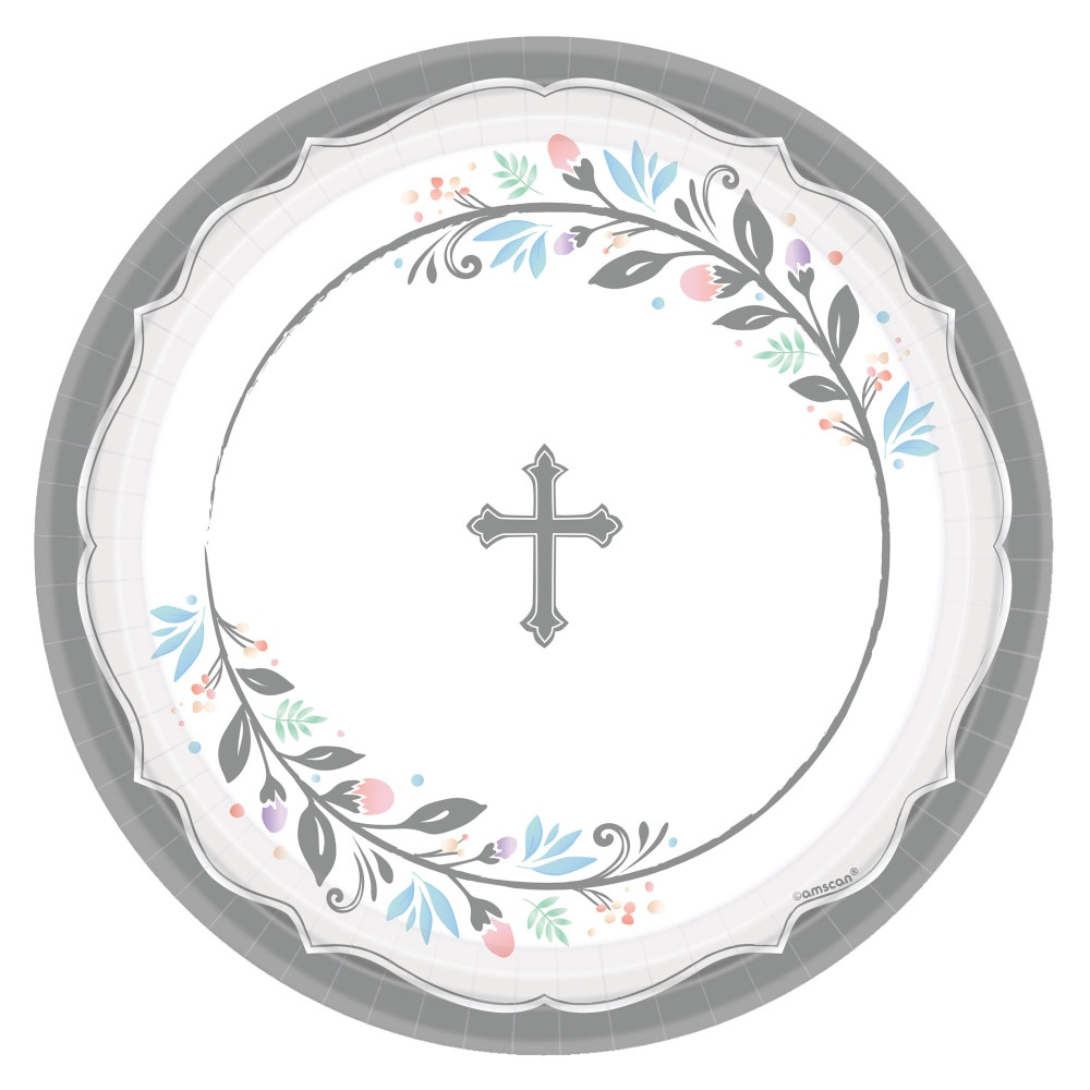 AMSCAN 722516  Religious Holy Day Paper Plates, 10-1/2in, Multicolor, 18 Plates Per Pack, Set Of 2 Packs