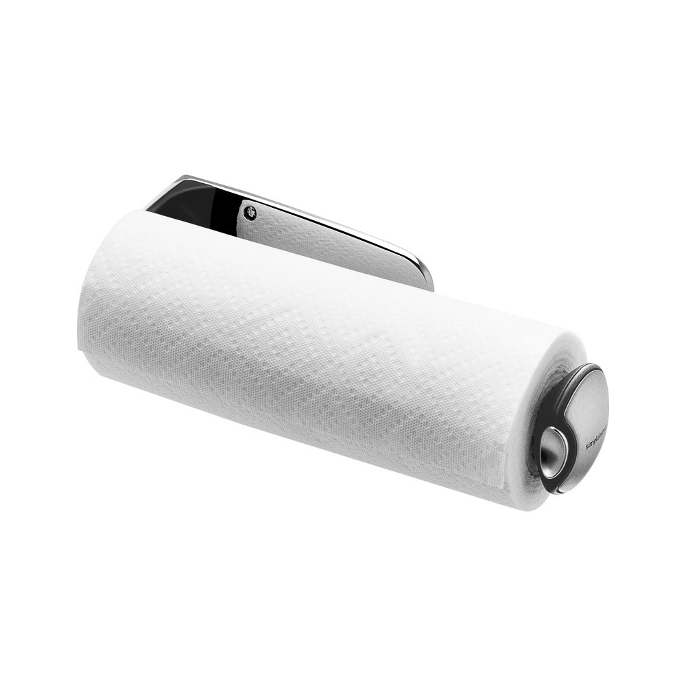 A stylish way to hold a roll of paper towels while conserving valuable counter space  The tension spring provides the right amount of resistance to prevent unraveling. Easily tear off 1 sheet at a time.  Simply install the holder by mounting it to the wall or cabinet using just 3 screws (included).  Quick-release knob allows you to quickly and easily change the roll.