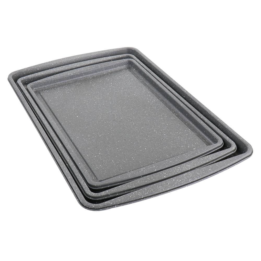 GIBSON OVERSEAS INC. Oster 995116979M  3-Piece Carbon Steel Non-Stick Cookie Sheet Set, Gray