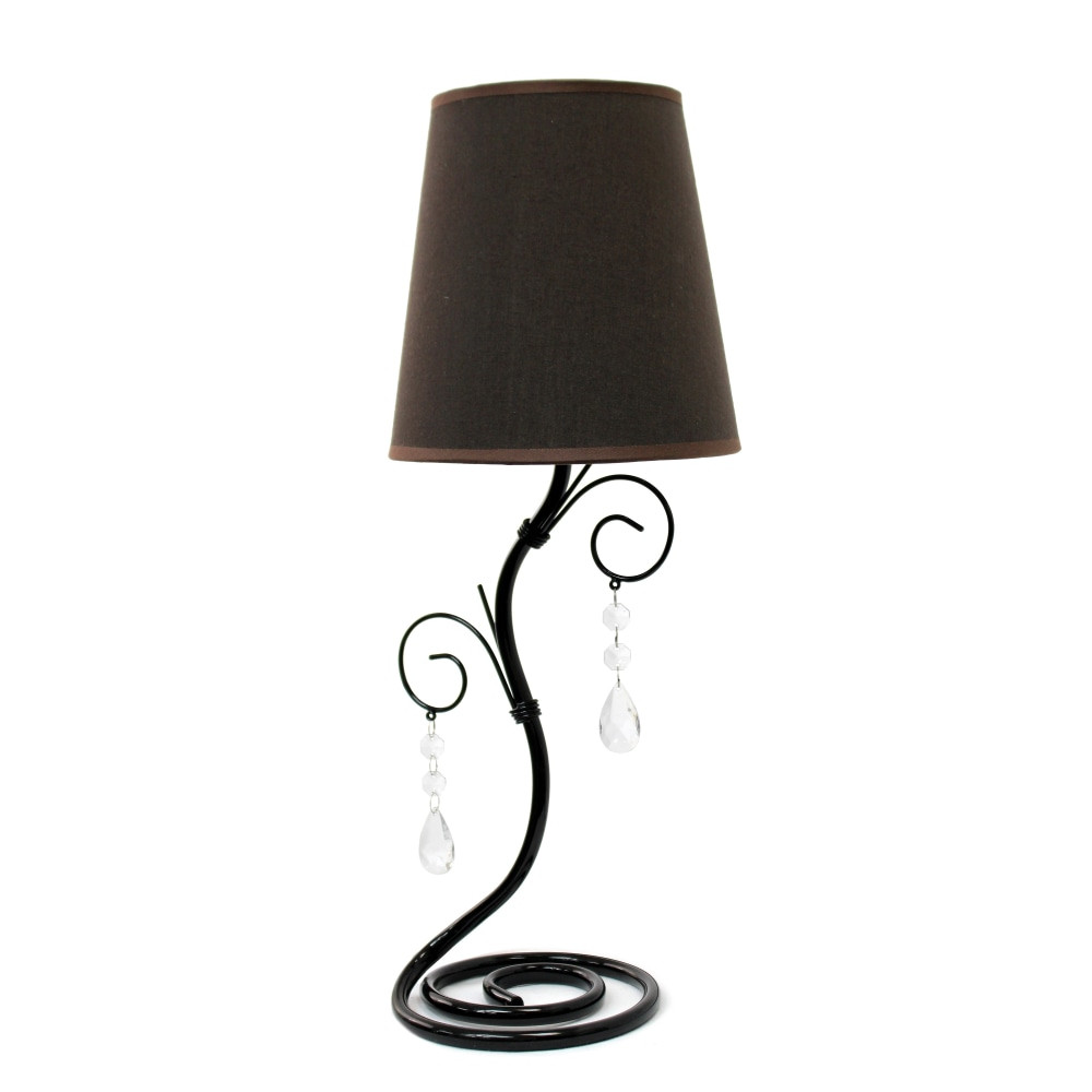 ALL THE RAGES INC LT2010-BWN Simple Designs Twisted Vine Table Lamp with Fabric Shade and Hanging Crystals, 18.5inH, Brown