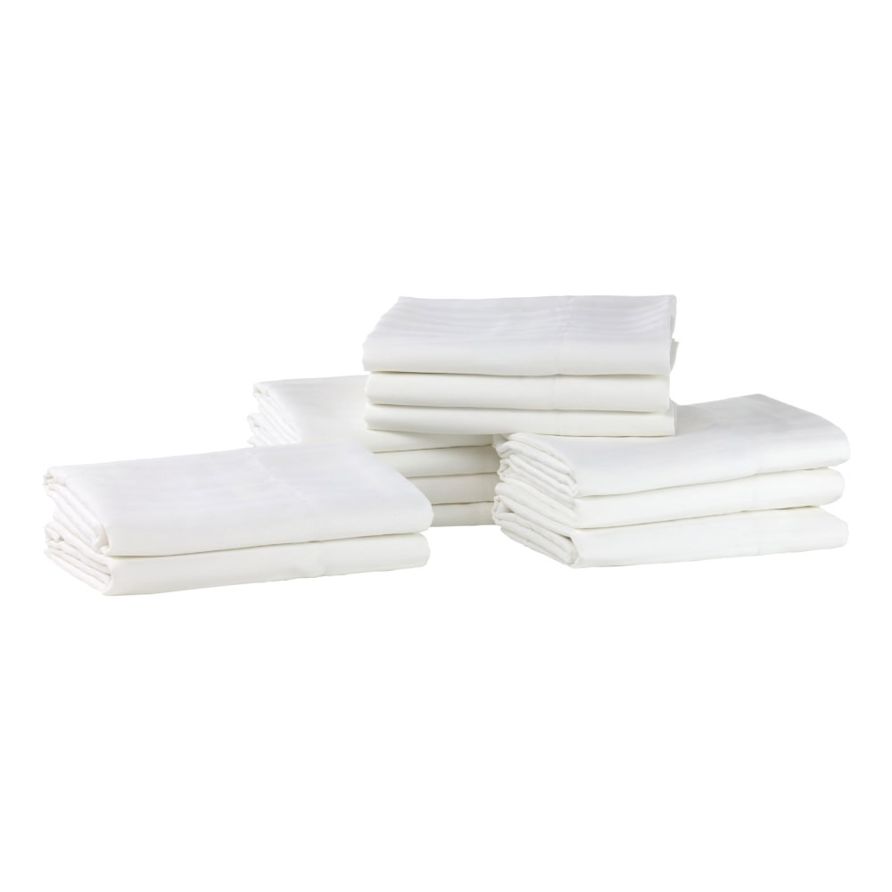 1888 MILLS, LLC 1888 Mills X25T42X36WHT-1-LOTU  Lotus Satin Stripe Standard Pillowcases, 42in x 36in, White, Pack Of 72 Pillowcases