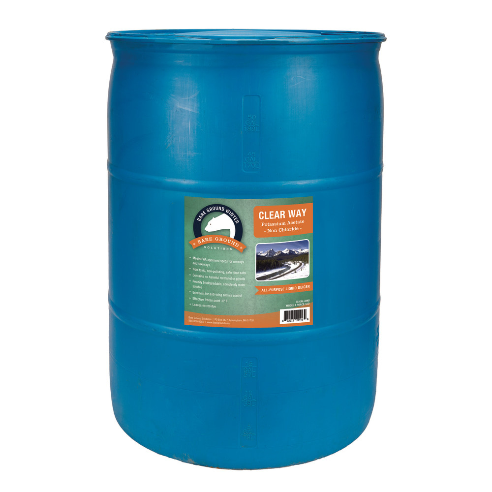 E. BROOKMYER, INC. POACE-55D Bare Ground Clear Way Non-Chloride Potassium Acetate Liquid De-Icer, 55 Gallons