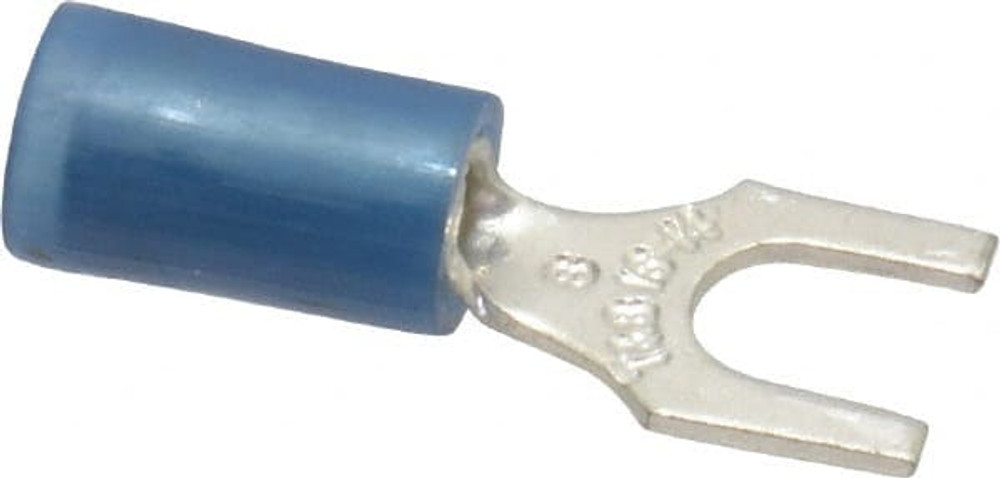 Thomas & Betts RB14-8F Standard Fork Terminal: Blue, Nylon, Partially Insulated, #8 Stud, Crimp