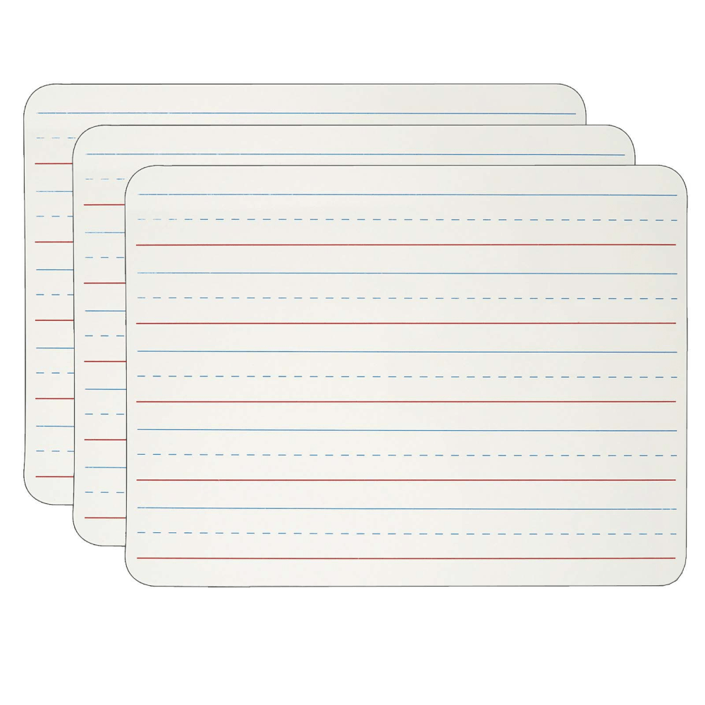 EDUCATORS RESOURCE Charles Leonard CHL35135-3  Magnetic 2-Sided Dry-Erase Boards, 9in x 12in, White/Lined, Pack Of 3 Boards