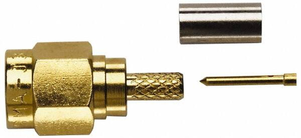 Pomona 72946 Coaxial Connectors; Connector Type: Plug ; Termination Method: Crimp ; Impedance (Ohms): 50 ; Body Orientation: Straight ; Finish: Gold ; Mount Type: Cable