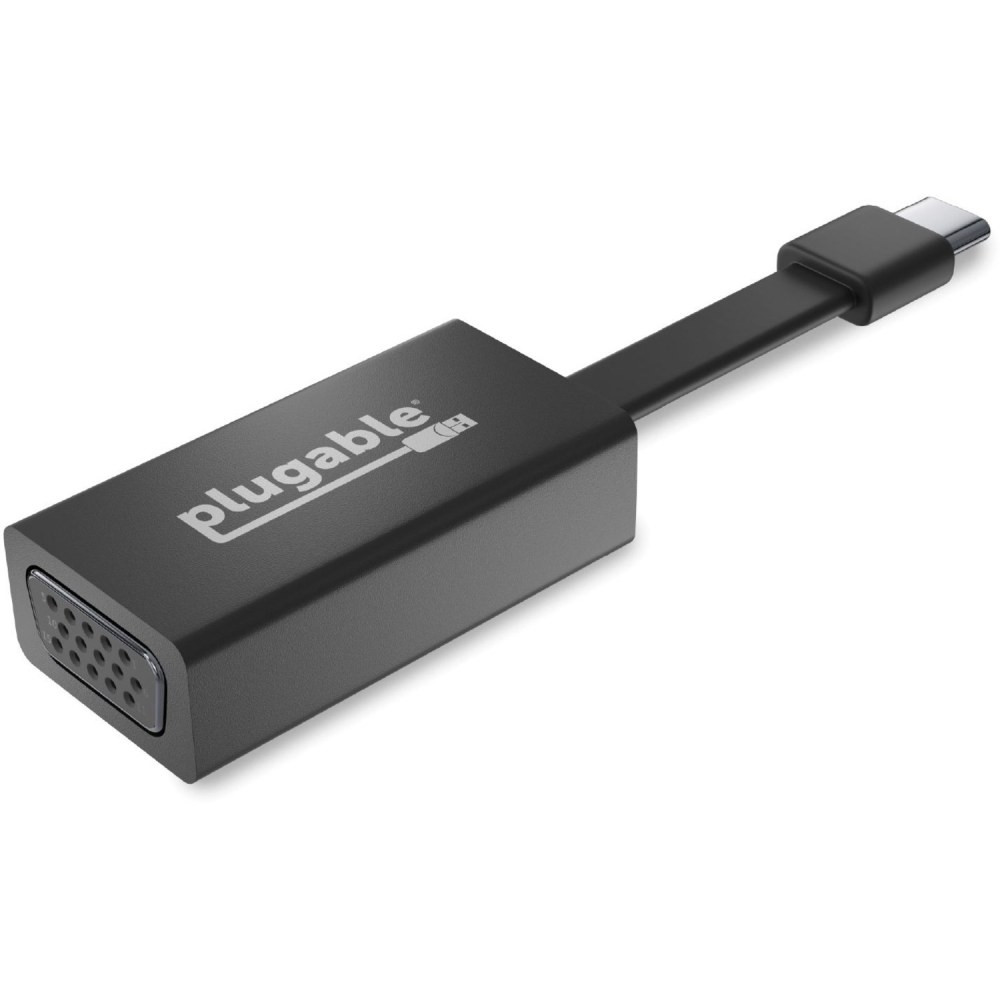 PLUGABLE TECHNOLOGIES USBC-TVGA Plugable USB C to VGA Adapter, Thunderbolt 3 to VGA Adapter Compatible with Macbook Pro, Windows, Chromebooks, 2018 iPad Pro, Dell XPS, and more - (Supports resolutions up to 1920x1200 @ 60Hz), Driverless