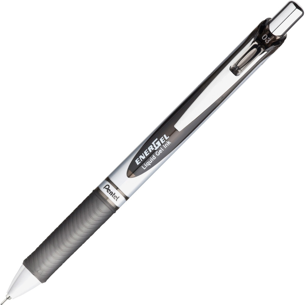 PENTEL OF AMERICA, LTD. Pentel BLN73A  EnerGel RTX Liquid Gel Pen, Fine Point, 0.3mm, 54% Recycled, Silver Barrel, Black Ink