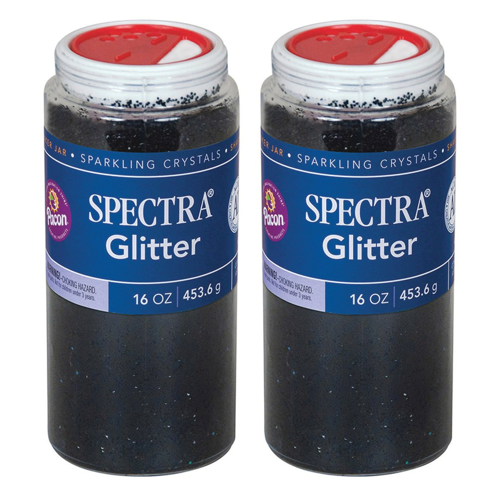 EDUCATORS RESOURCE PAC91880-2 Pacon Spectra Glitter, 1 Lb, Black, Pack Of 2 Jars