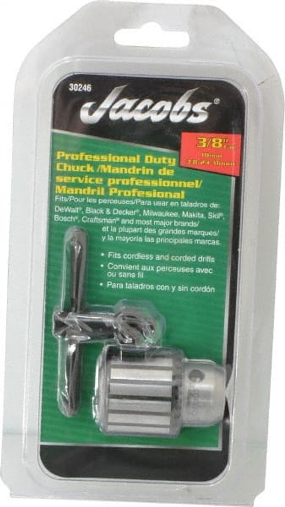 Jacobs JCM30246 Drill Chuck: 3/8" Capacity, Threaded Mount, 3/8-24