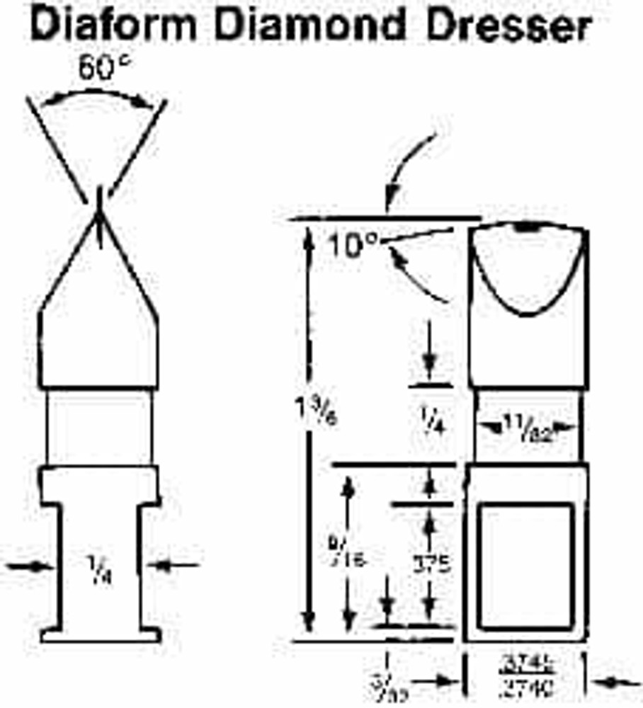 Tru-Maxx SC3546033 Diamond Dresser: 1/3 Carat, 1/4" Shank Dia, Diaform Point