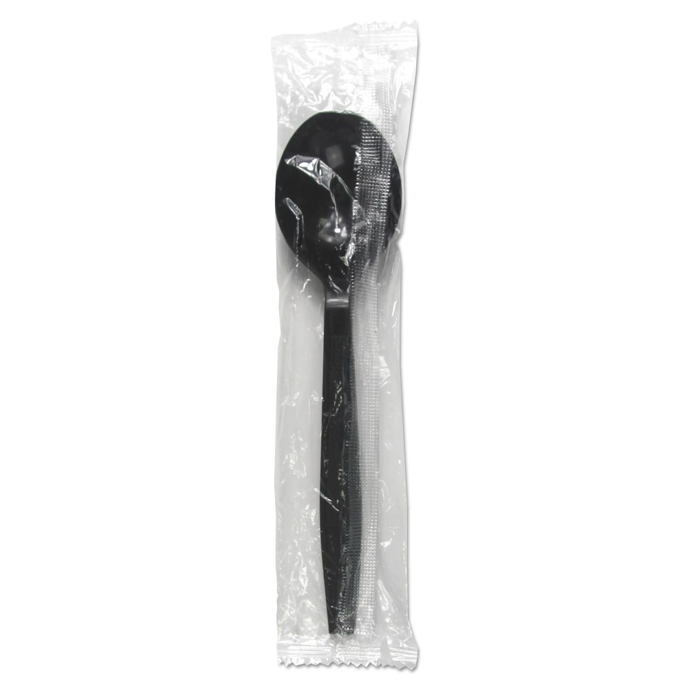 LAGASSE, INC. Boardwalk BWKSSHWPPBIW  Heavyweight Wrapped Polypropylene Soup Spoons, Black, Pack Of 1,000 Spoons