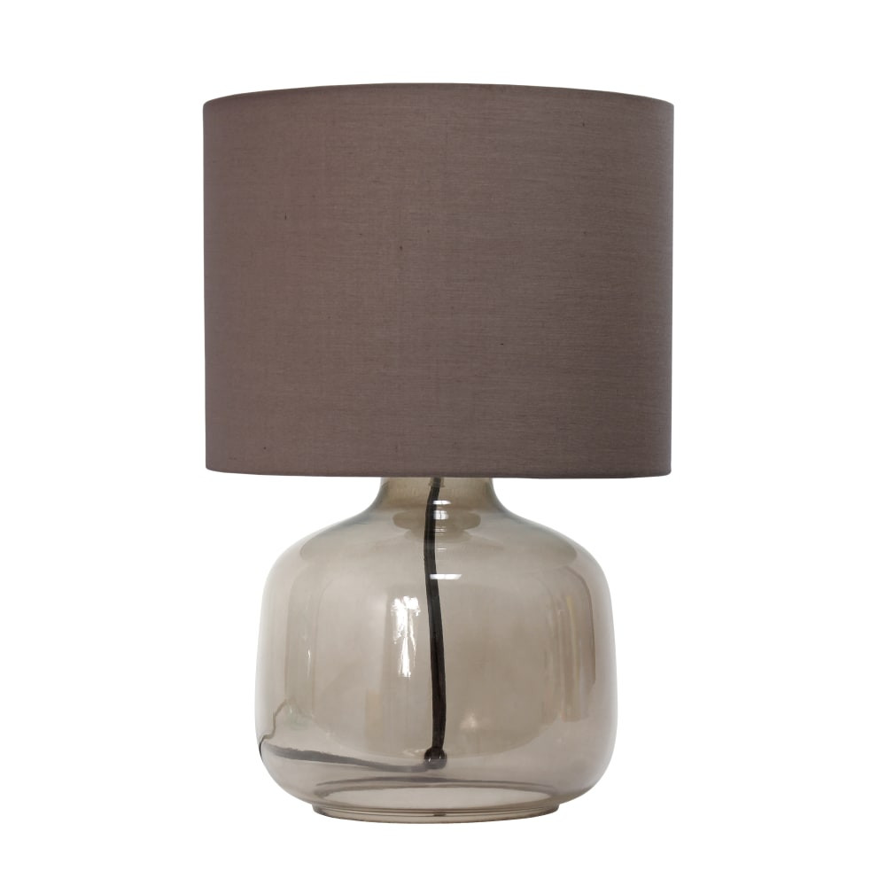 ALL THE RAGES INC LT2064-SMG Simple Designs Glass Table Lamp, 13-3/4inH, Gray Shade/Smoke Gray Base