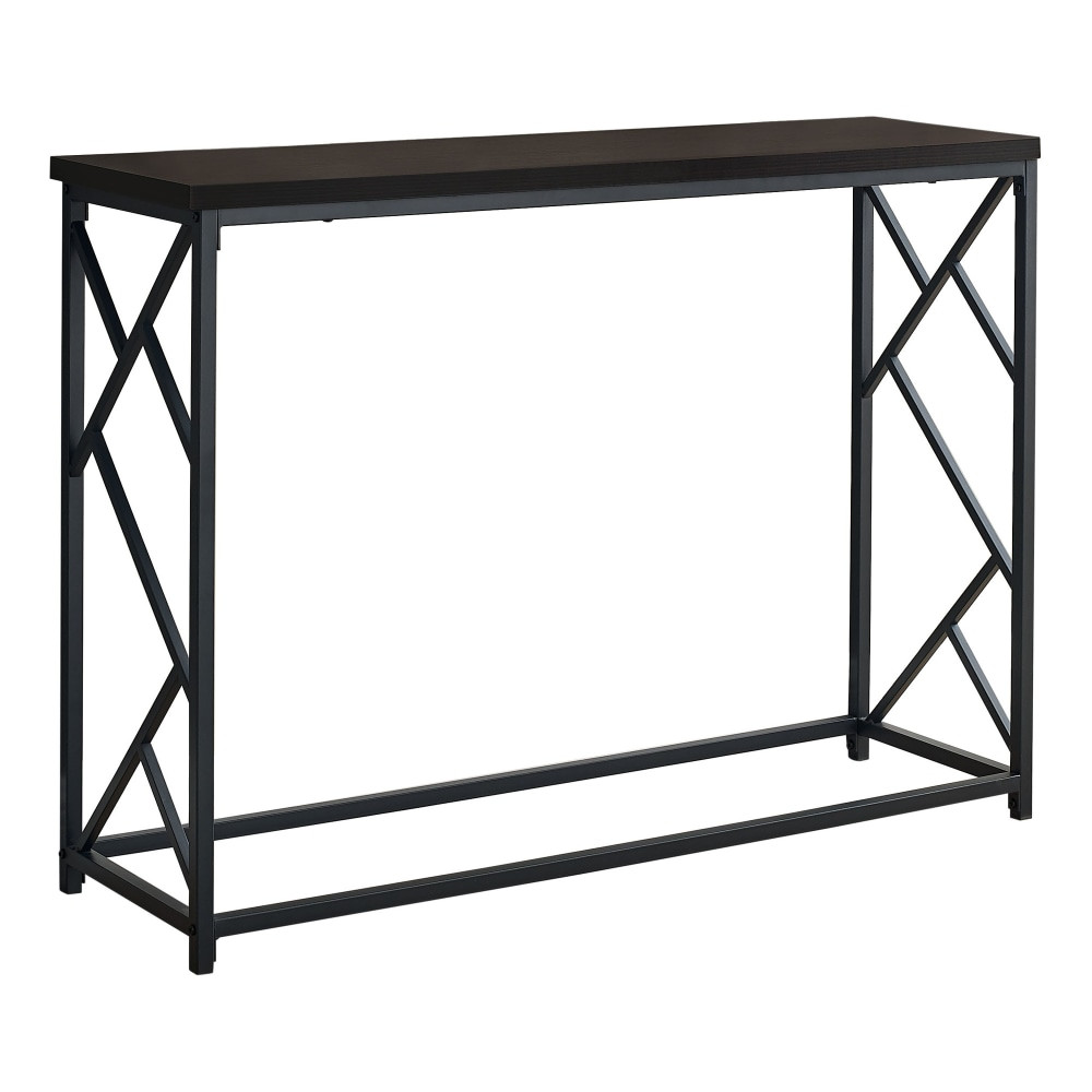 MONARCH SPECIALTIES I 3534  Bret Console Accent Table, 32inH x 44inW x 13-3/4in, Espresso/Black