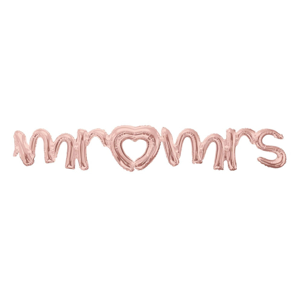 AMSCAN CO INC Amscan 3915931  "Mr. & Mrs." Cursive Balloon Banner, 59in x 10in, Rose Gold