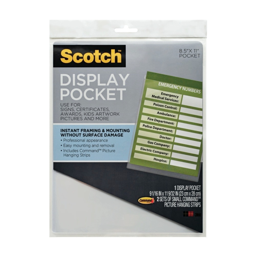 3M CO WL854C Scotch Display Pocket, 9in x 11in, Clear