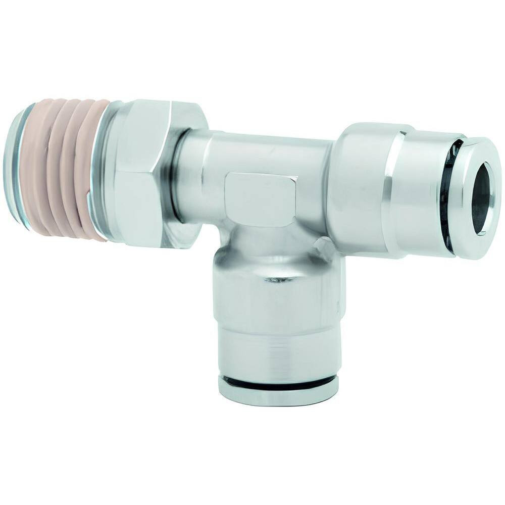 Norgren 101680828 Push-To-Connect Tube to Male & Tube to Male BSPT Tube Fitting: Swivel Tee Adapter, Tee 1/4" Thread