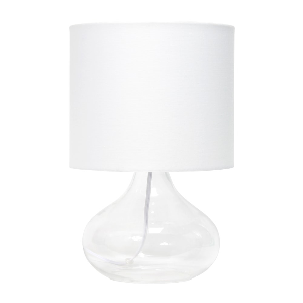 ALL THE RAGES INC LT2063-CLW Simple Designs Glass Raindrop Table Lamp, 13-3/4inH, White Shade/Clear Base