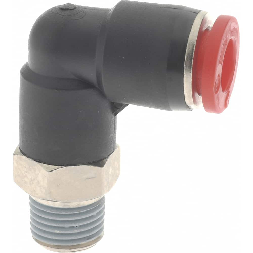 Norgren C01470618 Push-To-Connect Tube to Male & Tube to Male BSPT Tube Fitting: 90 ° Swivel Elbow, 1/8" Thread