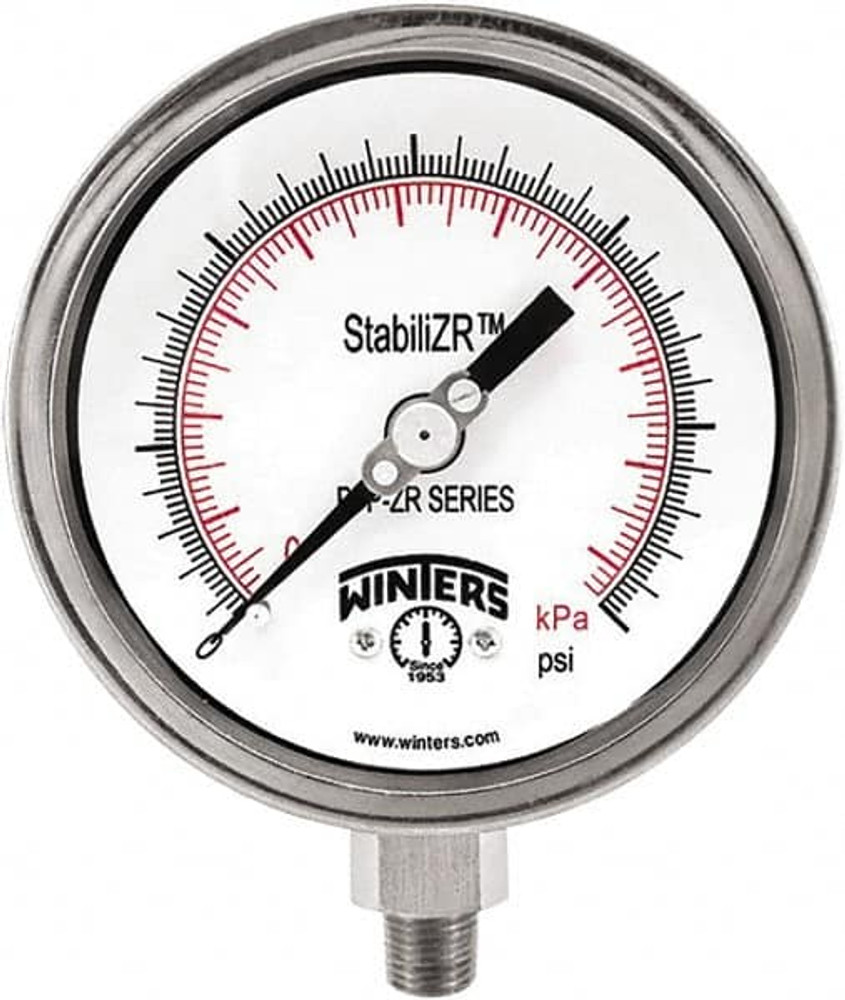 Winters PFP832ZR Pressure Gauge: 2-1/2" Dial, 1/4" Thread, NPT, Bottom Mount