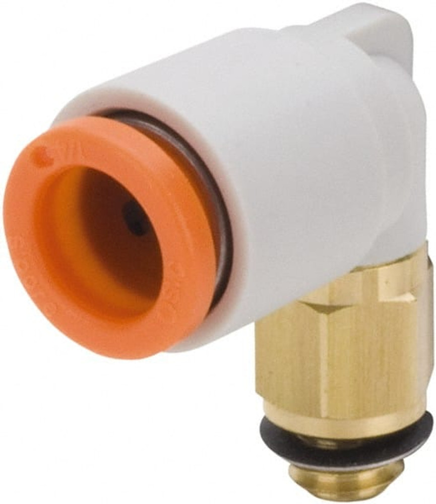 SMC PNEUMATICS KQ2L03-32A Push-to-Connect Tube Fitting: Male Elbow, #10-32 Thread, 5/32" OD