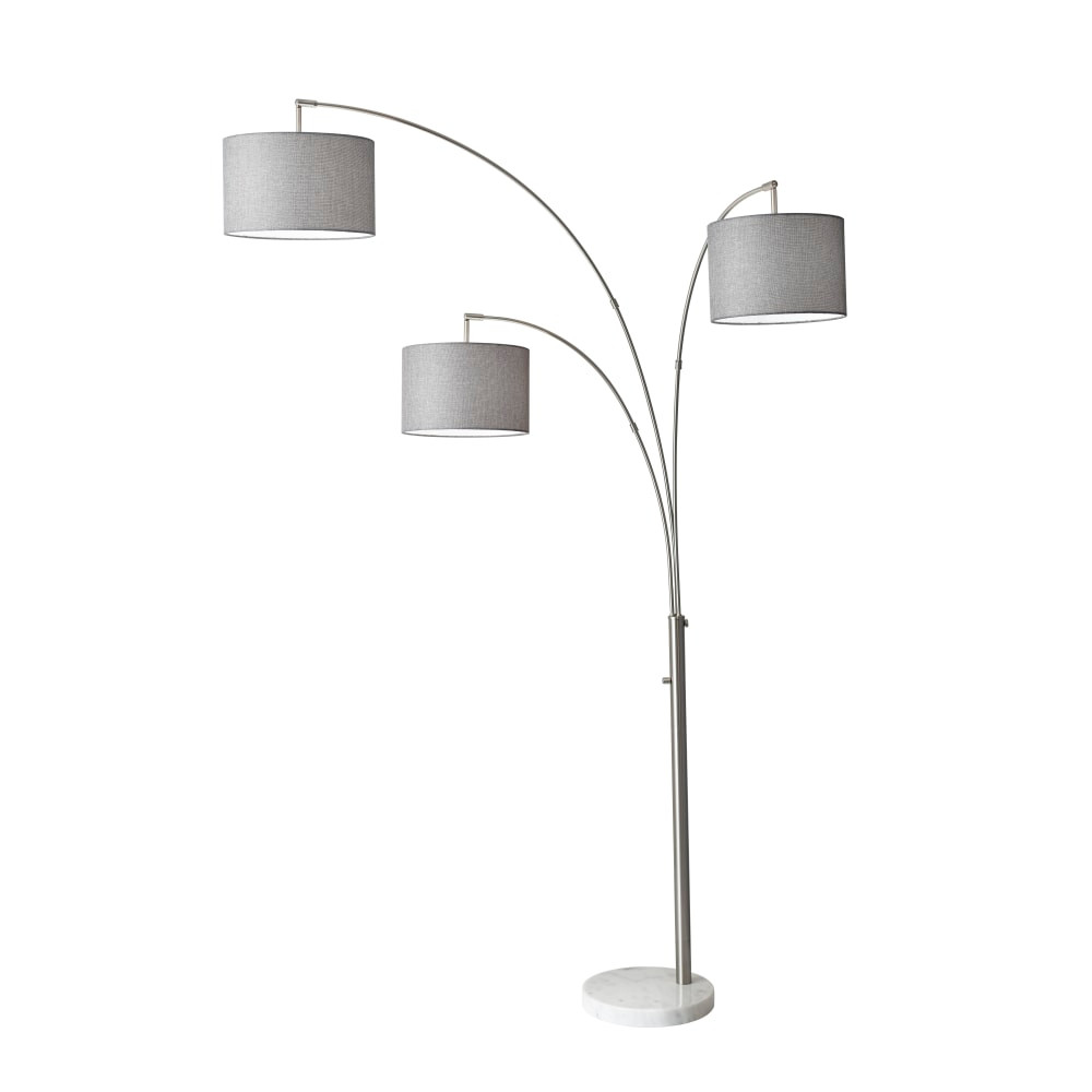 ADESSO INC 4250-22 Adesso Bowery 3-Arm Arc Floor Lamp, 83inH, Gray Shade/White Base