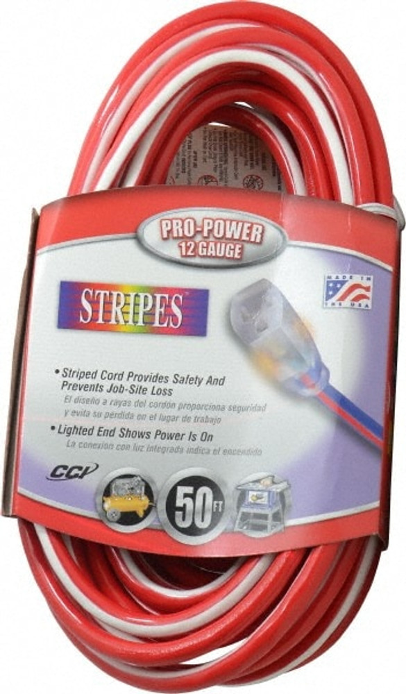 Southwire 2548SW0041 50', 12/3 Gauge/Conductors, Red/White Outdoor Extension Cord