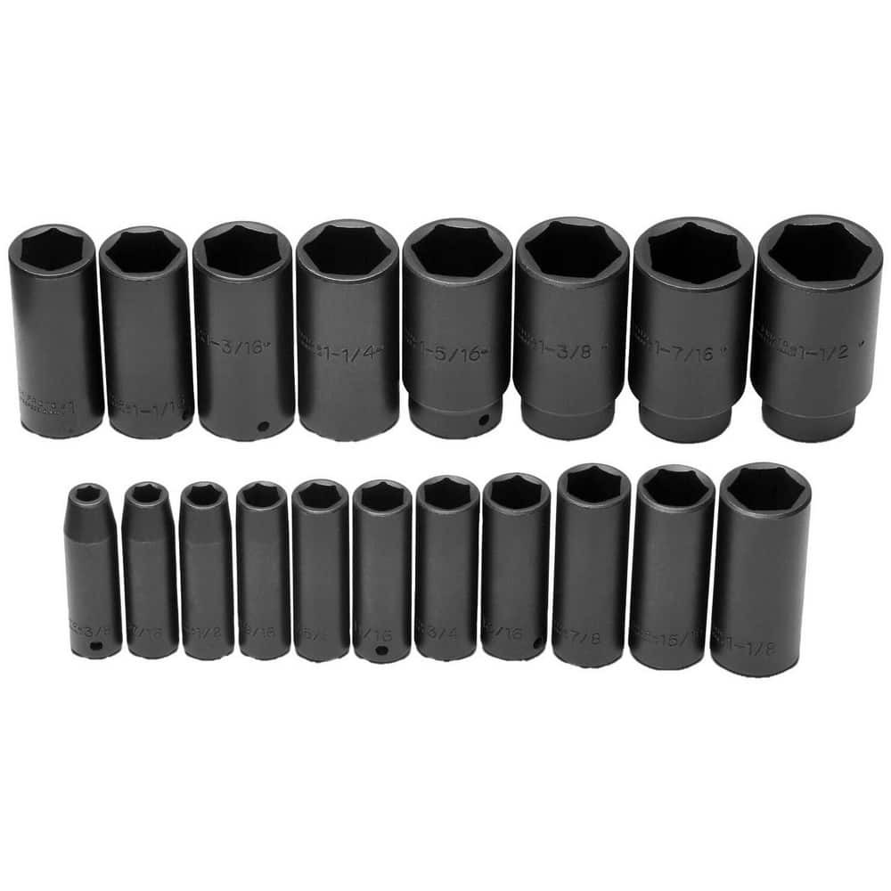 Proto J74116 Deep Impact Socket Set: 19 Pc, 1/2" Drive, 3/8 to 1-1/2" Socket