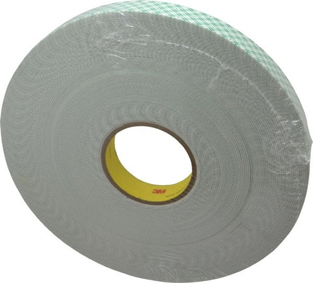 3M 7000048480 Off-White Double-Sided Urethane Foam Tape: 1" Wide, 36 yd Long, 1/16" Thick, Acrylic Adhesive