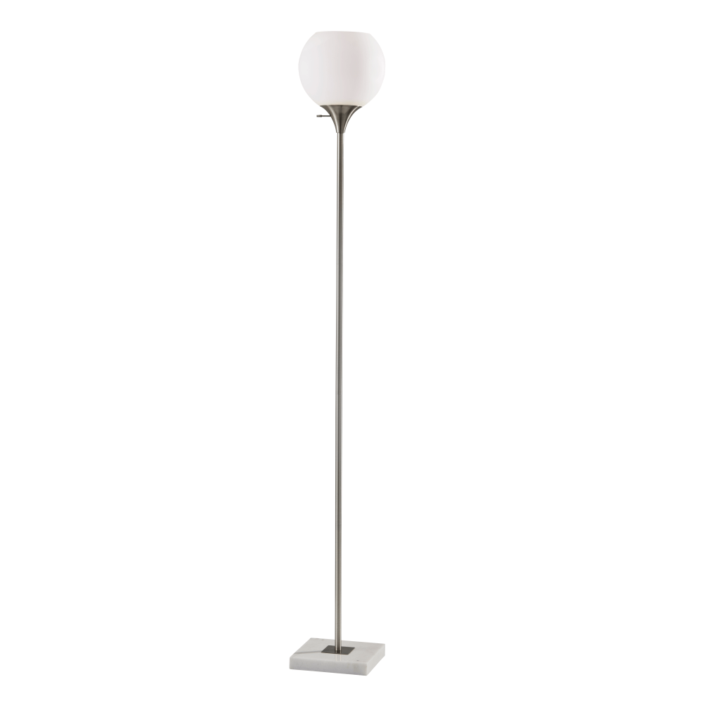 ADESSO INC Adesso 5179-22  Fiona Torchiere, 71inH, White Opal Shade/Brushed Steel And White Marble Base