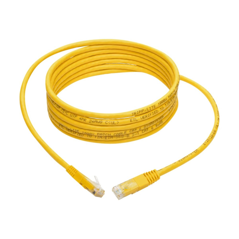 TRIPP LITE N200-010-YW  10ft Cat6 Gigabit Molded Patch Cable RJ45 MM 550MHz 24AWG Yellow