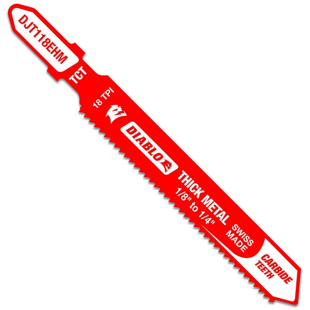 DIABLO DJT118EHM Jig Saw Blades; Blade Material: Carbide ; Blade Length (Inch): 3-1/4 ; Blade Width (Decimal Inch): 6.6900 ; Blade Thickness (Decimal Inch): 0.0400 ; Shank Type: T-Shank ; Cutting Edge Style: Toothed