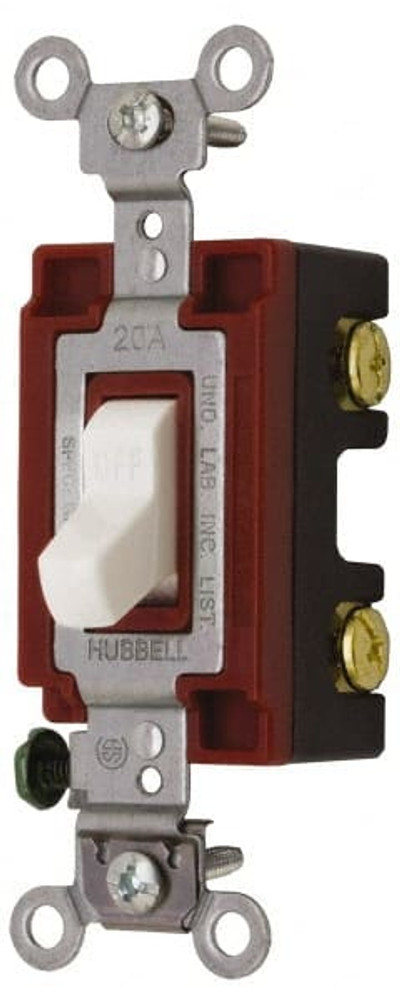 Hubbell Wiring Device-Kellems 1222W 2 Pole, 120 to 277 VAC, 20 Amp, Industrial Grade Toggle Wall Switch