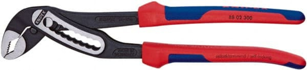 Knipex 88 02 300 Tongue & Groove Plier: 2-3/4" Cutting Capacity, V-Jaw